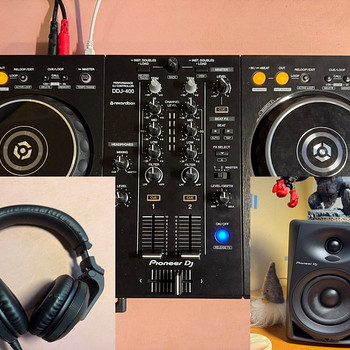 Pioneer DDJ-400 + Pioneer DM-40 + Pioneer HDJ-X5