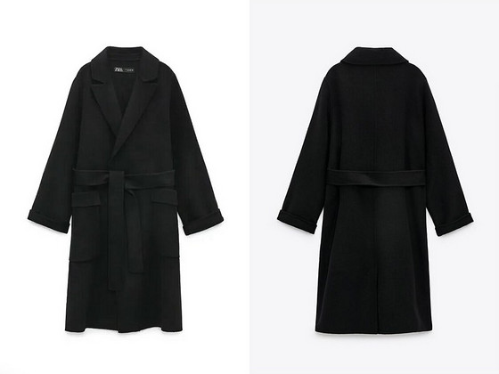 Zara wool coat oversize xs black wool50%