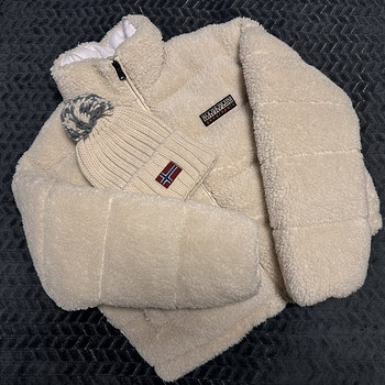 Napapijri a-suomi borg puffer jacket in off white Xs