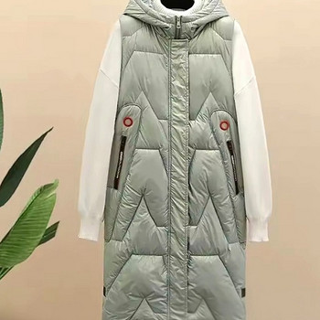 Длинный теплый жилет с капюшоном XXXL