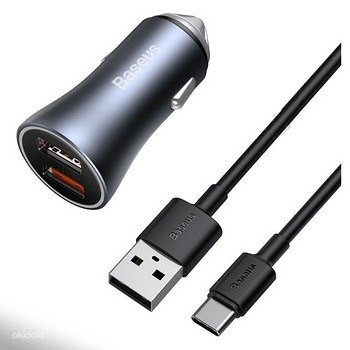 Baseus 40W HIGH POWER Dual Quick Car Charger  USB+ USB-C , cable USB to USB-C 1m