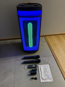 Kaasaskantav peokõlar 800W + 2 mikrofoni (uus) (8 foto / 8)