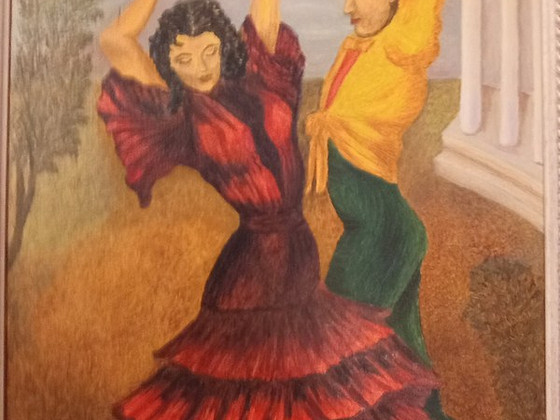ÖLJYVÄRI MAALAUS FLAMENCO TANSSIJAT ESPANJA LE KJEFF