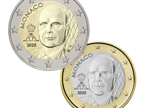 Monaco 1 ja 2 Euro 2025 (uus kuju)