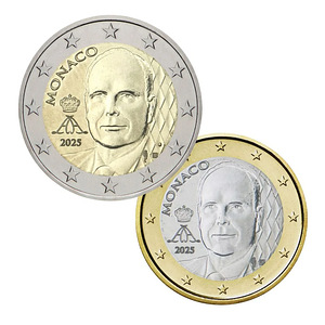 Monaco 1 ja 2 Euro 2025 (uus kuju) (1 foto / 1)