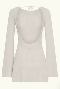Zahra – Long Sleeve Open Back Mini Knit Dress (Grey) (7 foto / 8)
