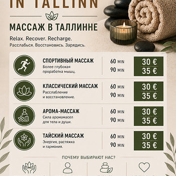 Разные виды массажа в Таллинне