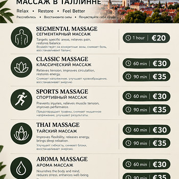 Erinevad massaažiliigid Tallinnas
