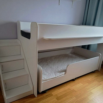 Двухъярусная детская кровать + лестница с ящиками