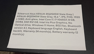 Ноутбук ASUS A516 - серебристый (4 фото из 10)