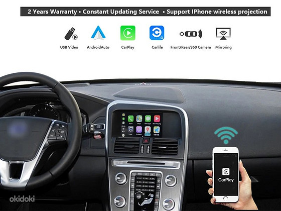Juhtmevaba CarPlay ja Android moodul Volvo V70/XC70 (2011-)