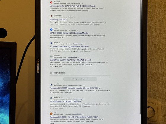 Samsung 23” IPS LED monitor, FullHD S23C650