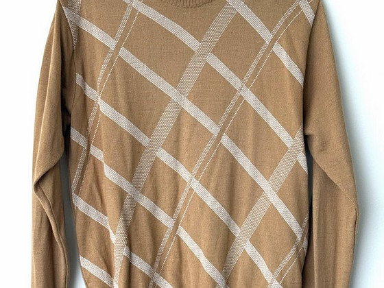 Primo Emporio meeste kootud pullover, beež/valge, L suurus