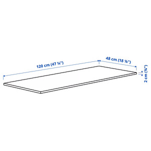 IKEA MITTZON lauaplaat, 120x48cm, valge (4 foto / 5)