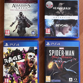 Spider man,heavy rain/beyond,assassins creed, rage 2 for ps4