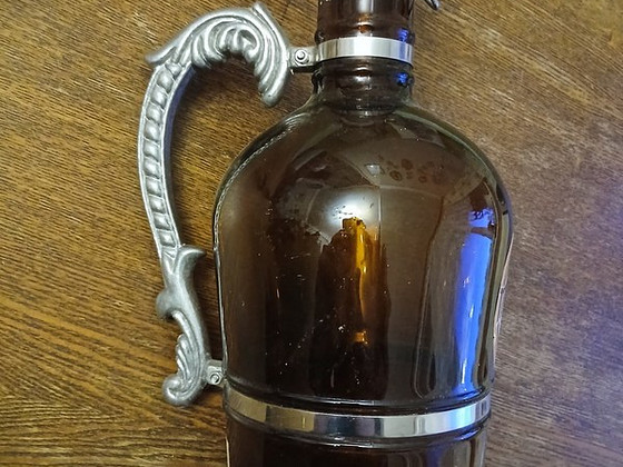 Suur vintage öllekann-öllepudel (klaas-metall),3 L ПИВНАЯ Б