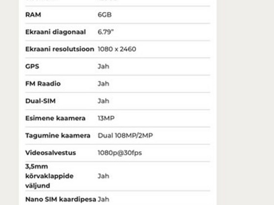 Redmi 13 mobiiltelefonid, 128 GB ROM