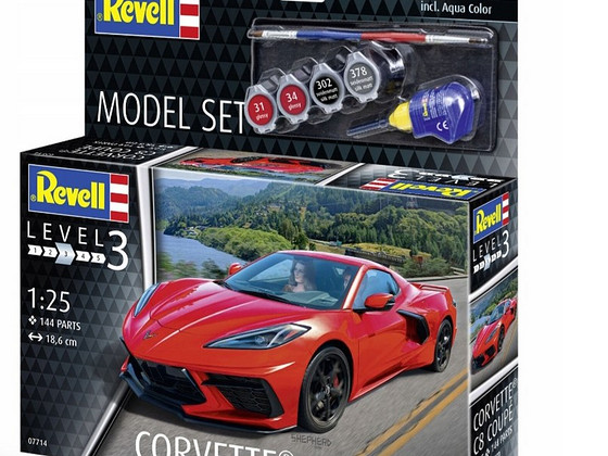 Corvette C8 Coupé auto 1/25 mõõtkavas kokkupandav mudel