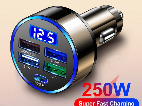 Автомобильное зарядное устройство для телефона PD USB 5 портов Type C USB