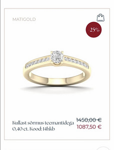 Sõrmus teemantidega 0,40ct (1 foto / 3)