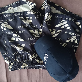 Armani lühikesed püksid (suurus S) ja Armani nokamüts
