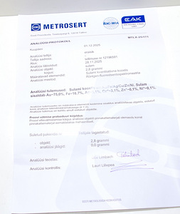 Kullasulam 750 proov 2,80 g Metroserti sertifikaat (1 foto / 3)