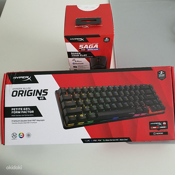 Alloy Origins 65 - Red & HyperX Pulsefire Saga Pro Wrls Hiir