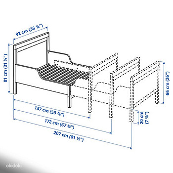 Ikea SUNDVIK voodi koos madratsiga, hall, 80x 200