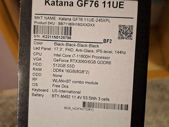 Продаю MSI Katana GF76 11UE