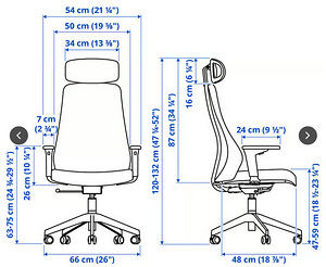 Офисное кресло IKEA MATCHPEL – 2 шт, белое, эргономичное (3 фото из 5)