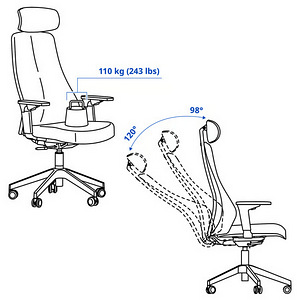 Офисное кресло IKEA MATCHPEL – 2 шт, белое, эргономичное (4 фото из 5)