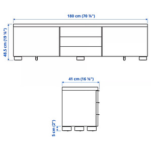 IKEA Besta Burs ТВ-тумба белый глянцевый 180 x 41 x 49см НОВАЯ! (6 фото из 7)