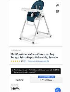 Multifunktsionaalne söötmistool Peg Perego Prima Pappa Follo (3 foto / 6)