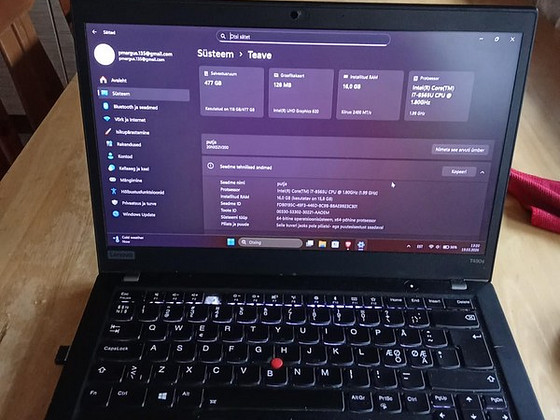 Lenovo T490s CORE I7 8-го поколения