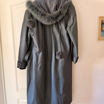 Hall vööga naiste nahk mantel