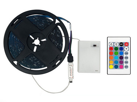 Светодиодная лента 0.5м на батарейках 30LEDs/м IP65 5V RGB цвета