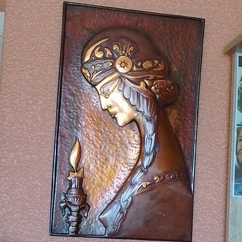 Медное панно «Царица Тамара», ручная чеканка, 1970-е