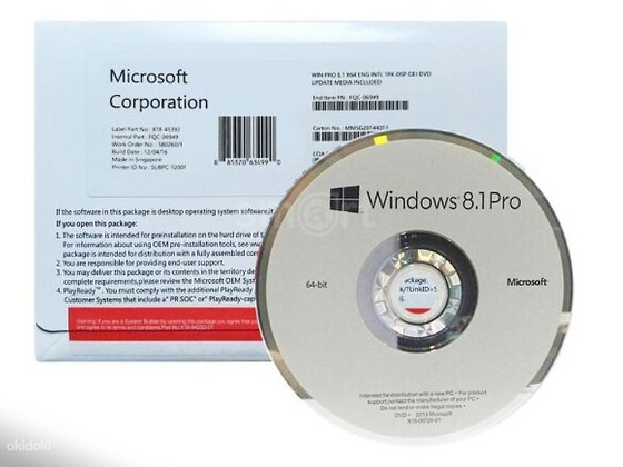 Operatsioonisüsteem Microsoft oem Windows 10Pro, 8.1Pro
