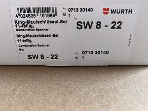 WÜRTH leht-silmusvõtmete komplekt 8–22 mm, 11 osa, uus (3 foto / 3)