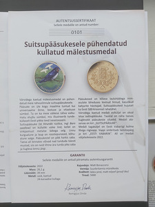 Suitsupääsukesele pühendatud kullatud mälestusmedal (4 foto / 4)