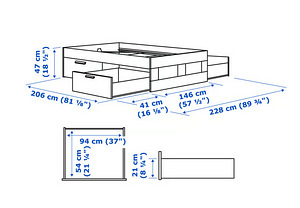 Продам кровать IKEA BRIMNES 140x200 с матрасом (2 фото из 3)