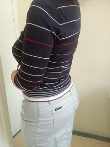 Lady M Striped Longsleeve XL / Marine Breton Top with Red De (2 foto / 9)