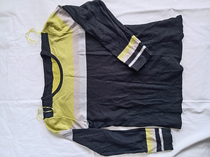 Mosaic Colour-Block Striped Sweater L / Lime & Black Knit Ju (3 foto / 10)