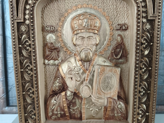 Икона Николай Чудотворец из дуба