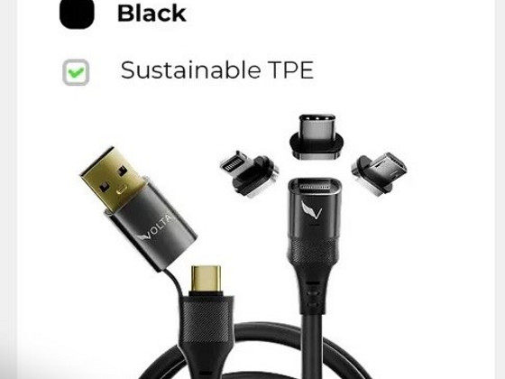 Volta Max 240W TPE All-IN-1 Universal Magnetic Cable , Black
