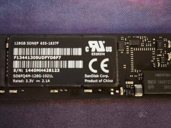 Apple SanDisk 128GB M.2 PCIe SSD SDNEP 655-1837F MacBook Air