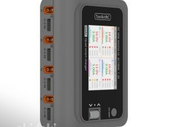 ToolkitRC Q4AC 4-kanaliga AC/DC akulaadija LIPO 1-4S XT60