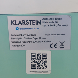 Kompaktne pesukuivati Klarstein Zap Dry (820 W) (9 foto / 10)