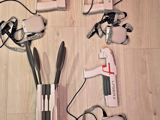 Laser X komplekt — kodune lasertag (3 püstolit + märklaud)
