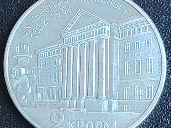 Eesti 2 krooni Tartu Ülikool 1932a. Original hõbemünt LUS